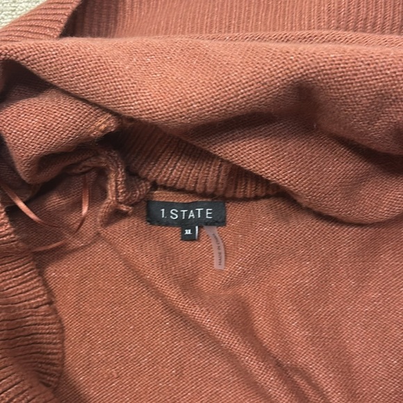 1. State Terra Cotta Cold Shoulder Cut Out Turtleneck Sweater- NWT - Picture 14 of 16